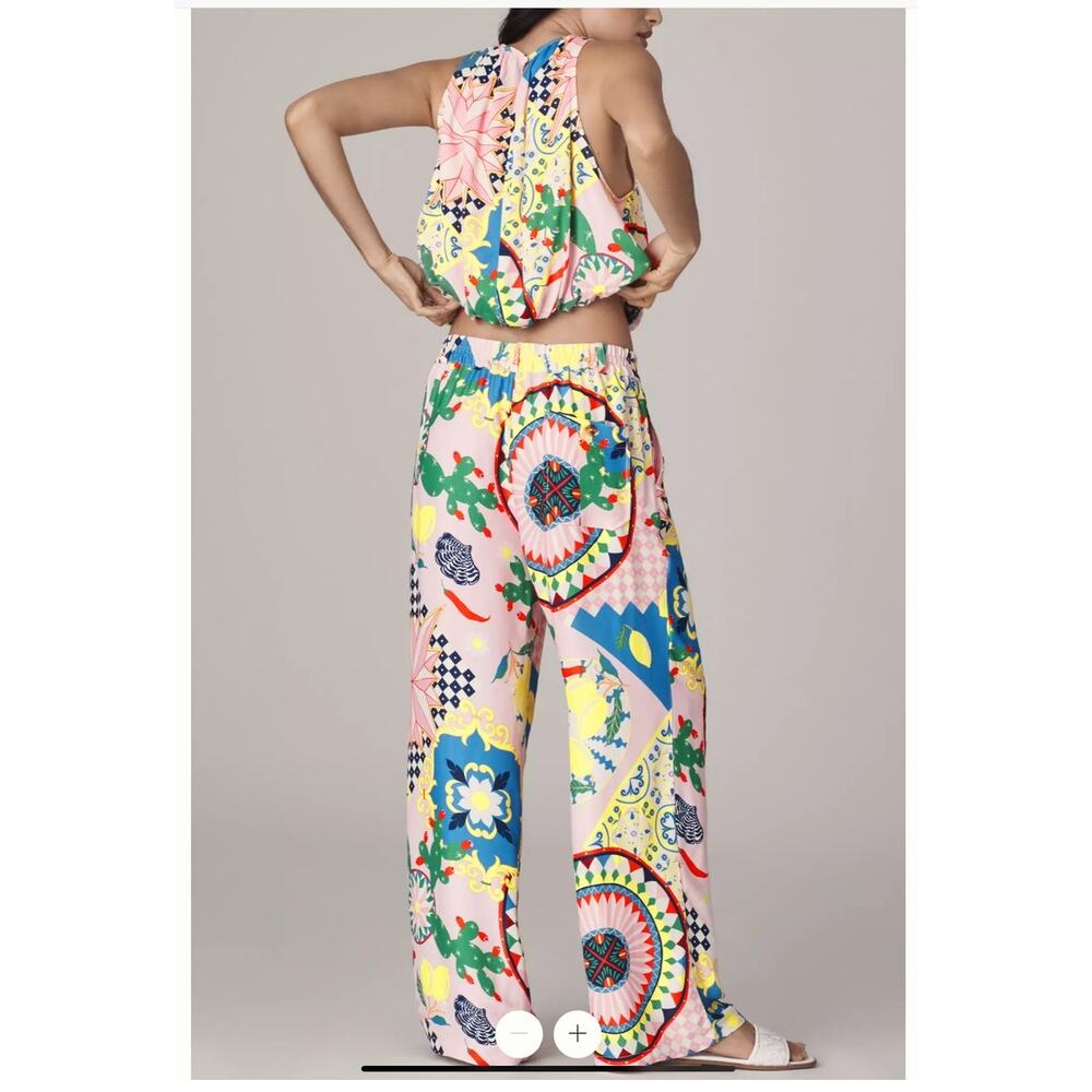 NWT Anthropologie Maeve Straight-Leg‎ Pull-on Silk Pants, Women's Size S - Picture 3 of 7